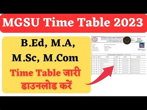 univindia time table 2023|MGSU Time Table 2023 (Released) .